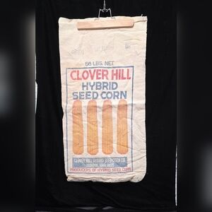 Corn Bag Sack Cloth Bag,  CLOVER HILL HYBRID SEED CORN CO., Vintage Bag 6